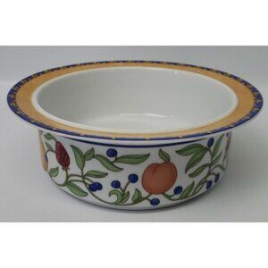 DANSK Fiance Fruits Cereal Dessert Bowl 6 7/8" Orange Blue Rim